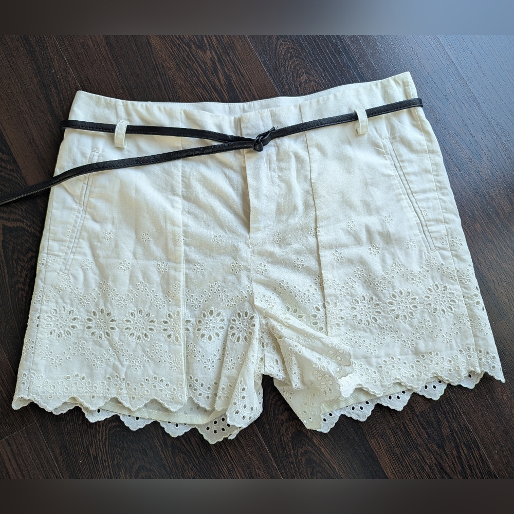 Rag & Bone White Eyelet Lace Shorts W Belt